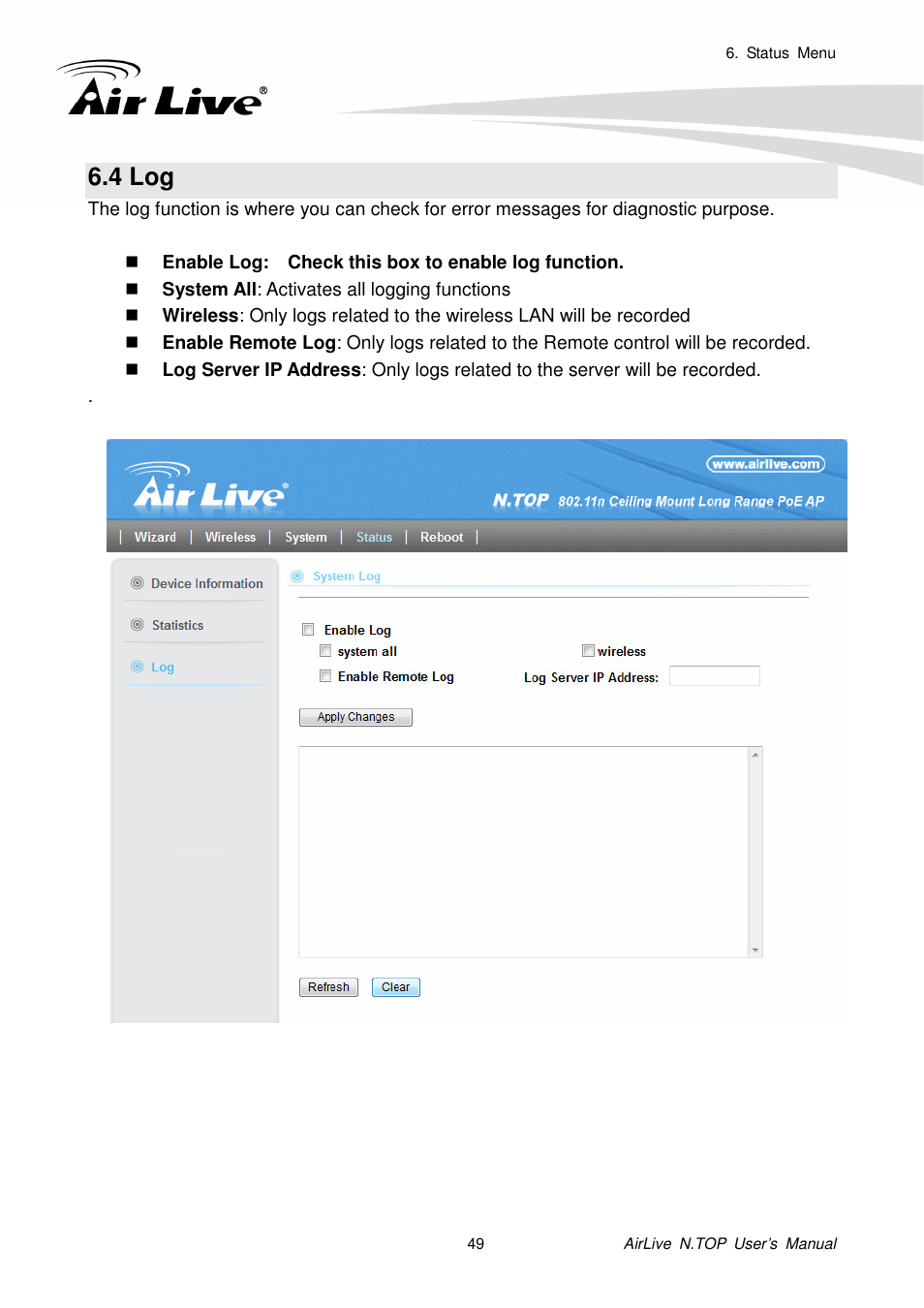 4 log | AirLive N.TOP User Manual | Page 54 / 71