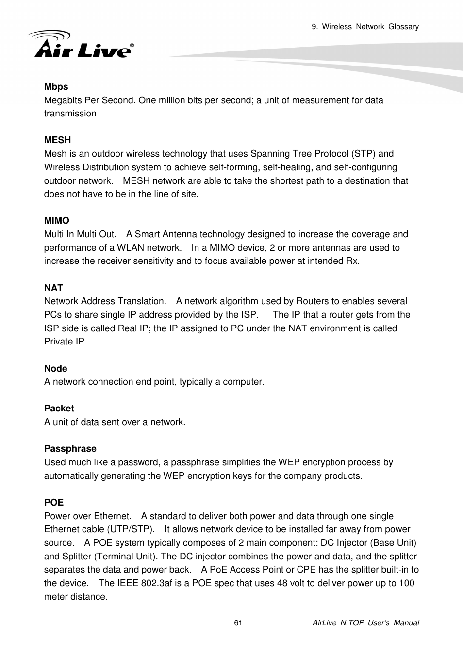 AirLive N.TOP User Manual | Page 66 / 71