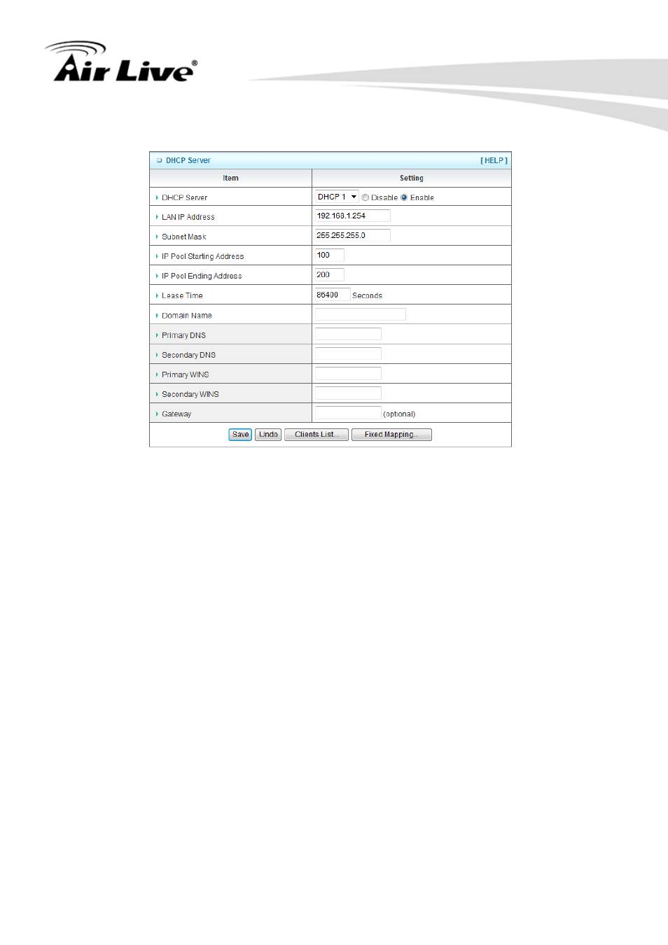 2 dhcp server | AirLive N450R User Manual | Page 43 / 108