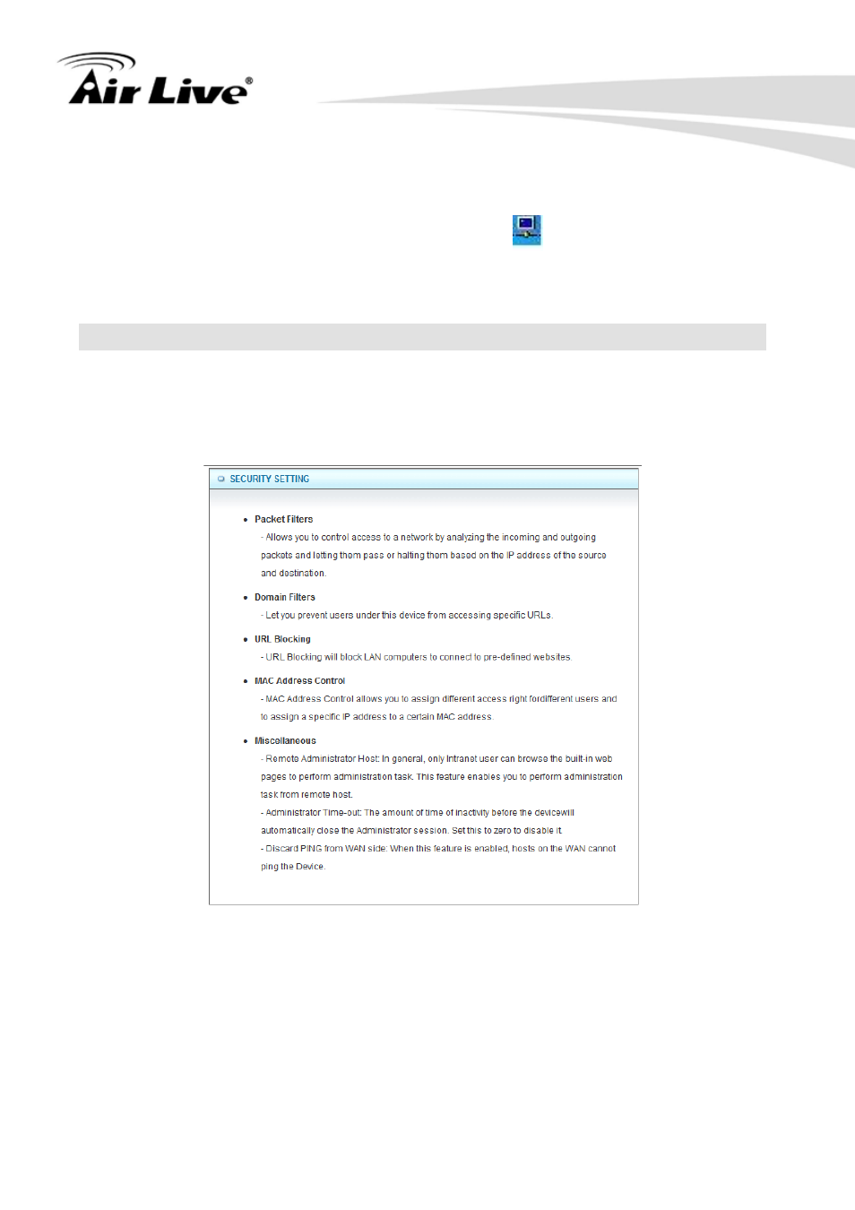 4 security setting | AirLive N450R User Manual | Page 64 / 108