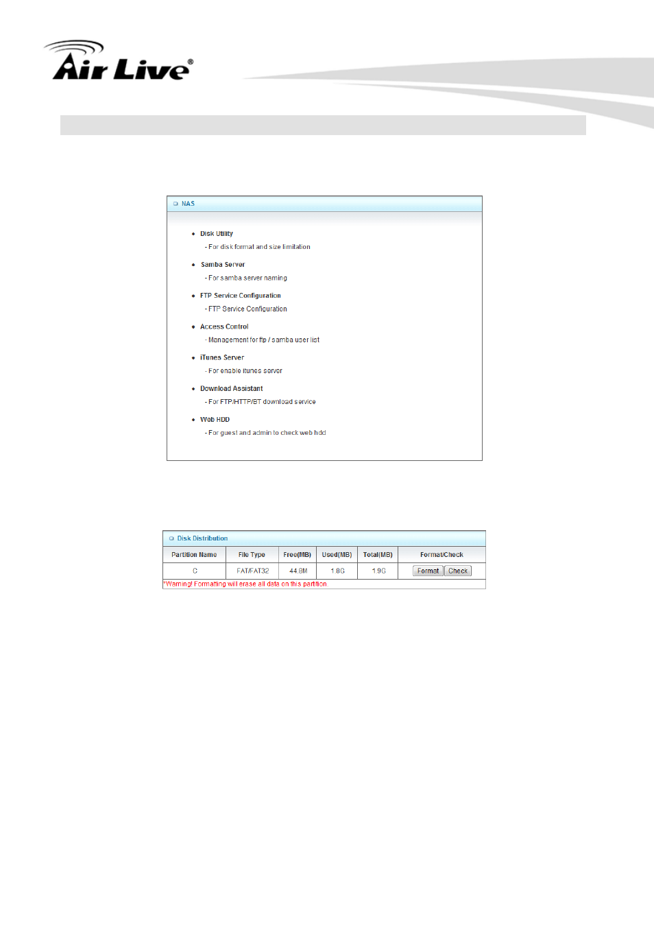 6 nas, 1 disk utility | AirLive N450R User Manual | Page 90 / 108