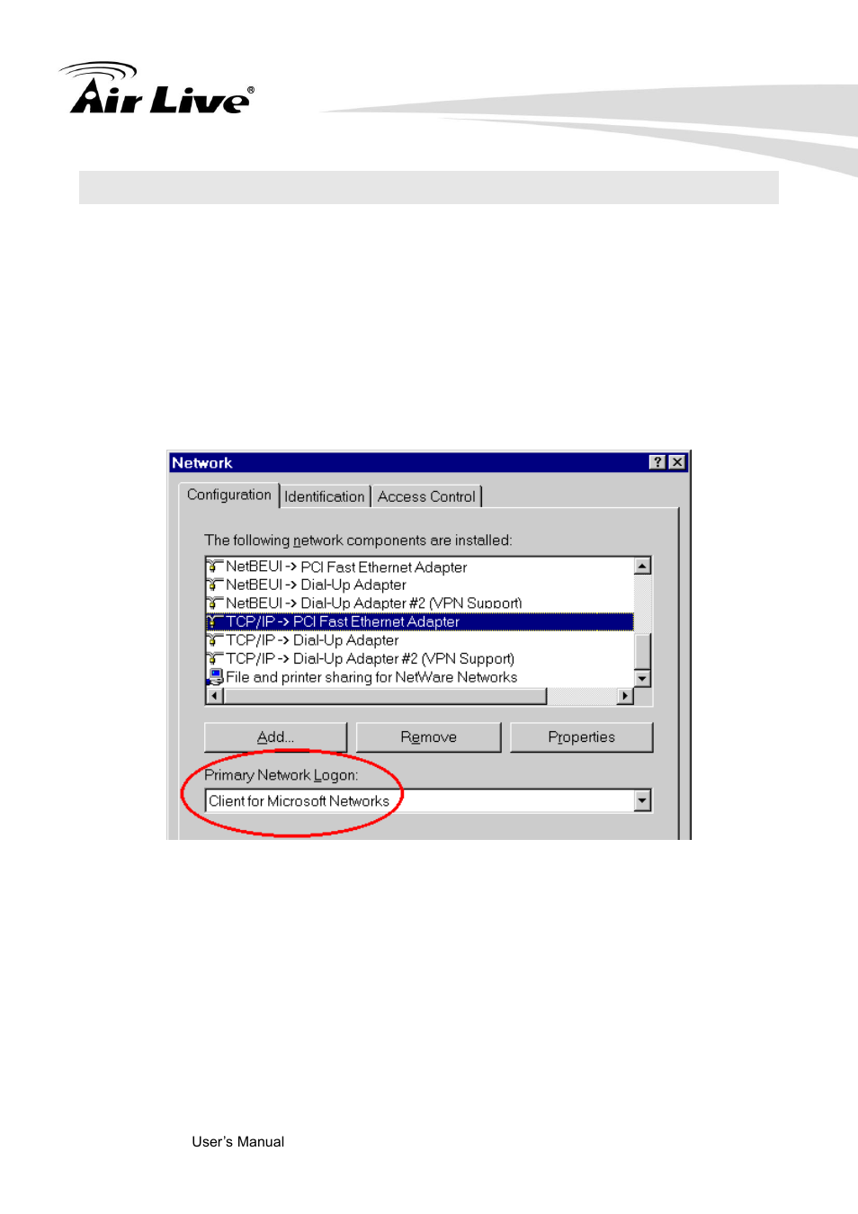 Network logon (windows 95/98/me only) | AirLive NAS-235 User Manual | Page 23 / 89