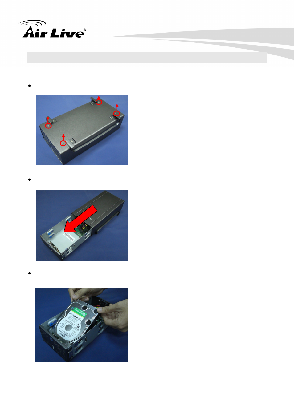3 hardware installation, 1 install the hard disk (nvr4) | AirLive NVR4 User Manual | Page 17 / 85