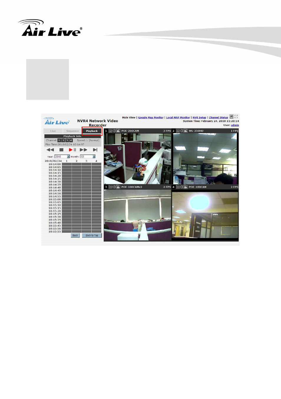 Playback | AirLive NVR4 User Manual | Page 37 / 85