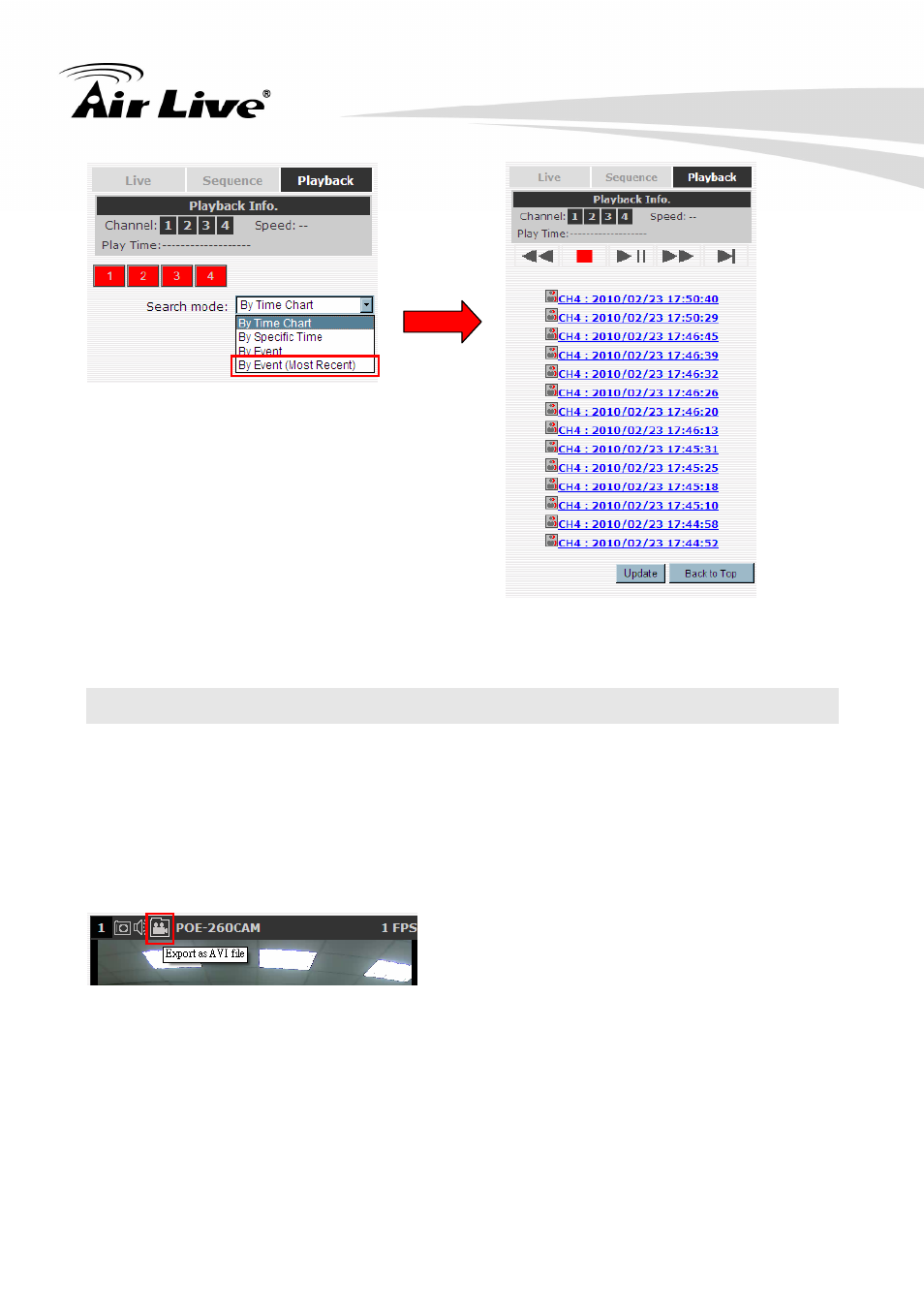 2 export playback videos to avi files | AirLive NVR4 User Manual | Page 44 / 85