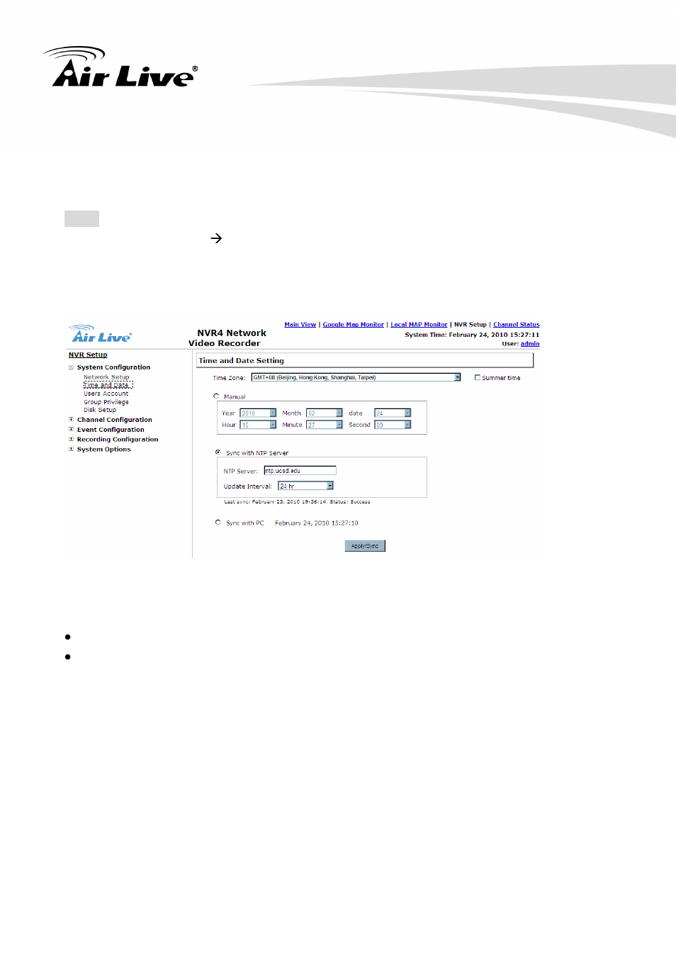 2 time and date | AirLive NVR4 User Manual | Page 50 / 85
