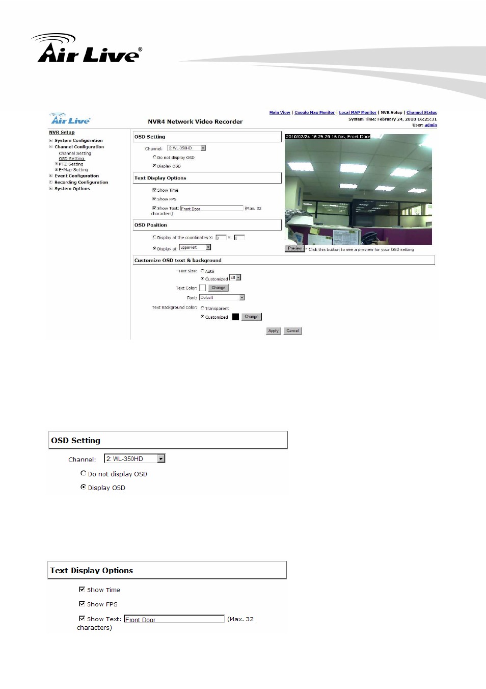 2 osd settings | AirLive NVR4 User Manual | Page 58 / 85