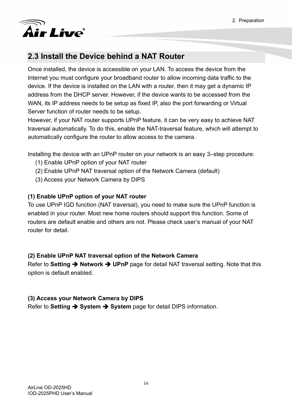 3 install the device behind a nat router | AirLive OD-2025PHD User Manual | Page 22 / 101