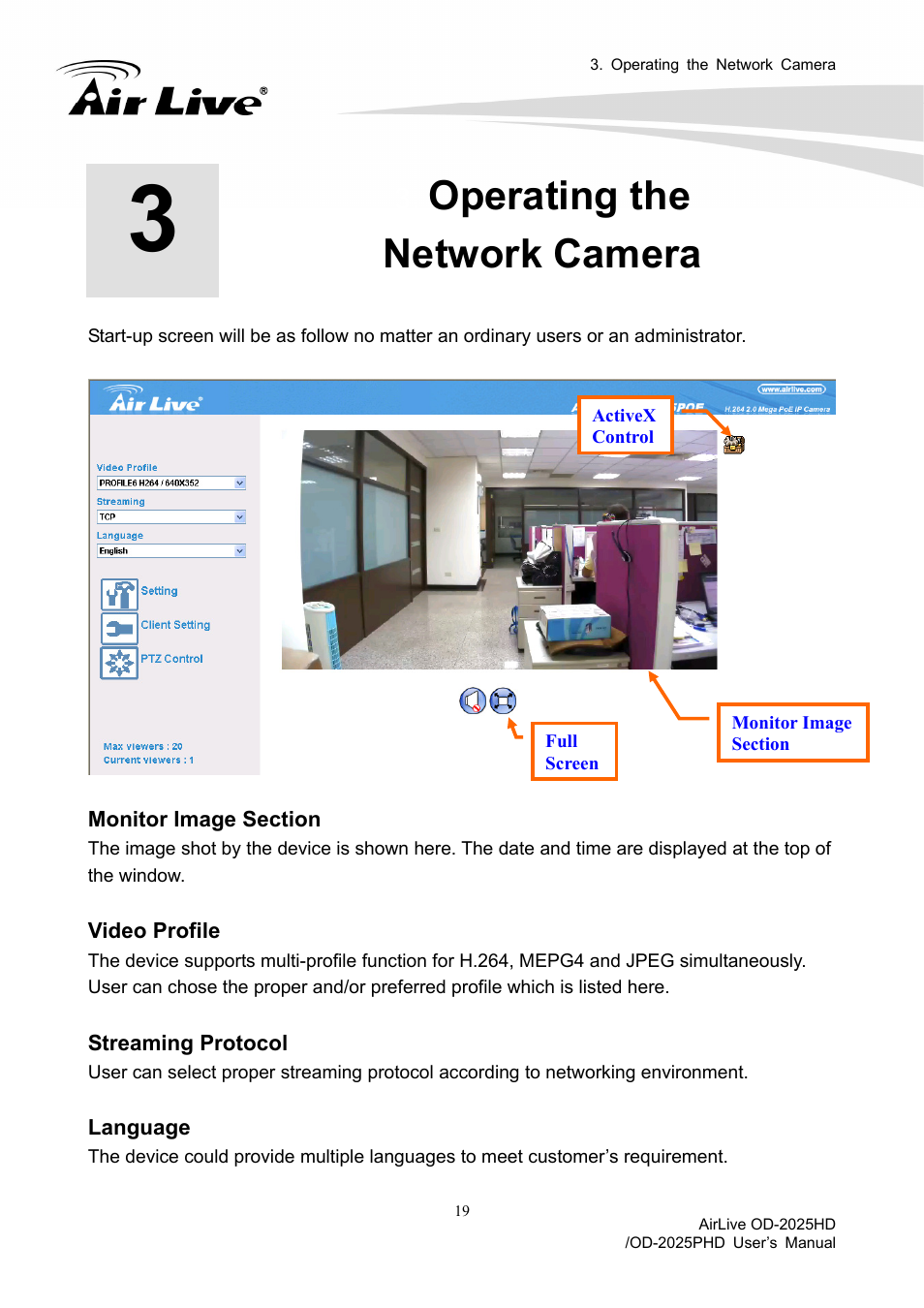 Operating the network camera | AirLive OD-2025PHD User Manual | Page 25 / 101