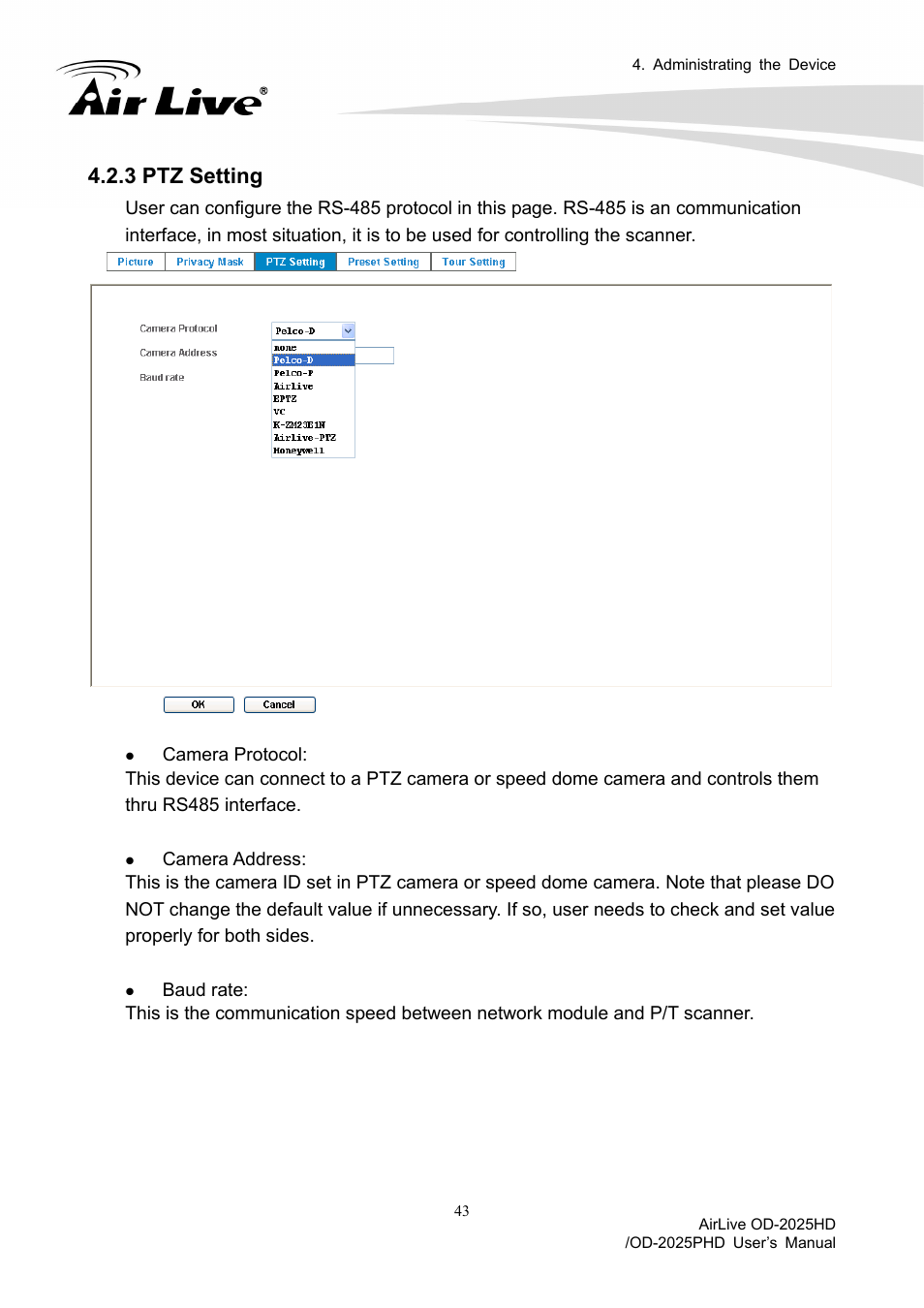 3 ptz setting | AirLive OD-2025PHD User Manual | Page 49 / 101