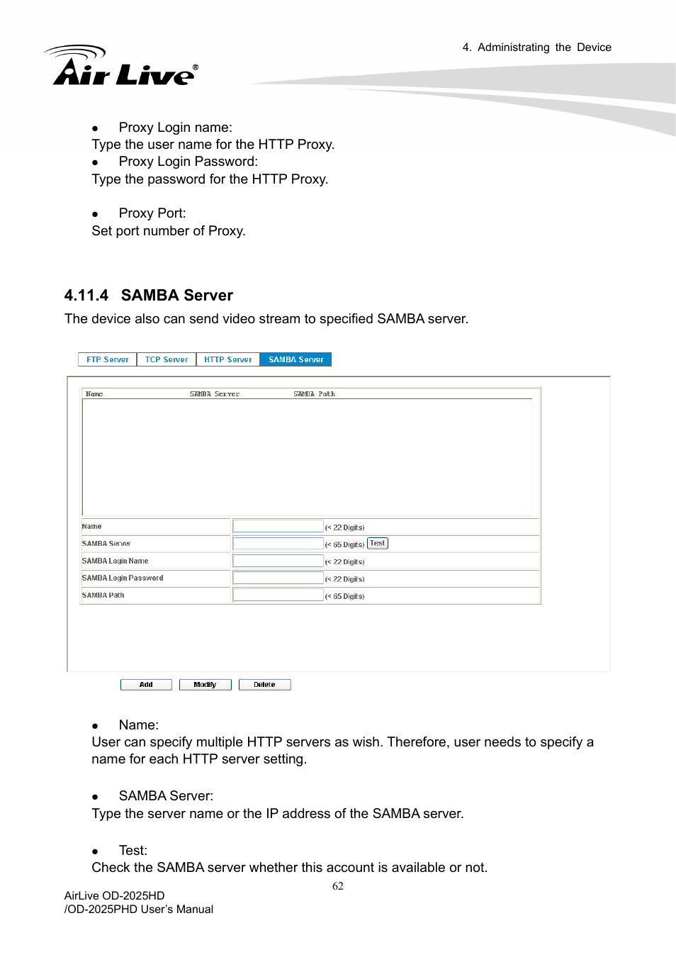 4 samba server | AirLive OD-2025PHD User Manual | Page 68 / 101