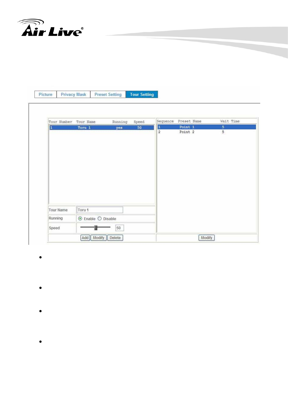 4 tour setting | AirLive OD-2060HD User Manual | Page 49 / 104