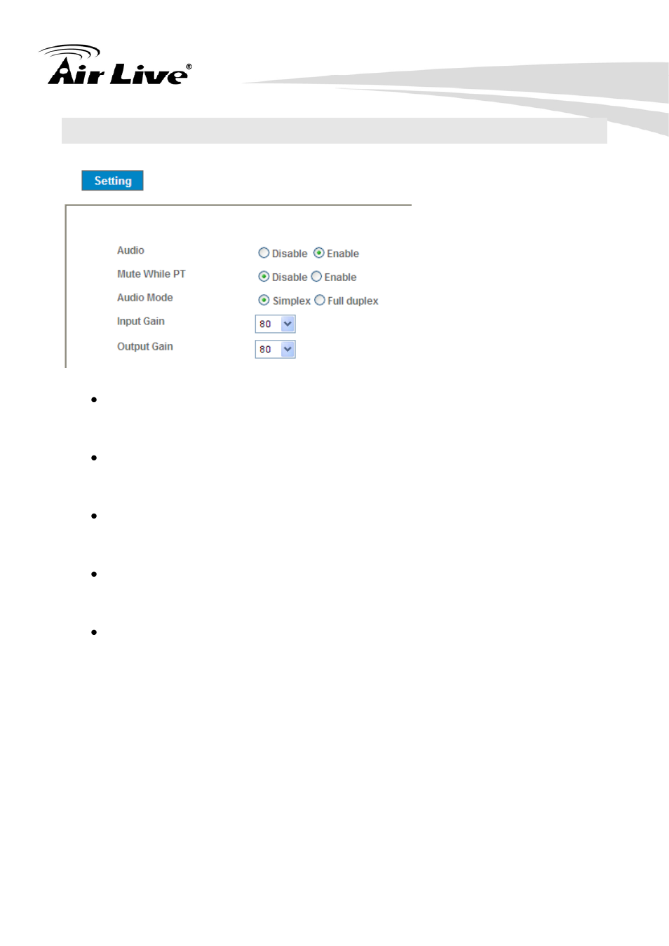 5 audio: audio parameters | AirLive OD-2060HD User Manual | Page 60 / 104