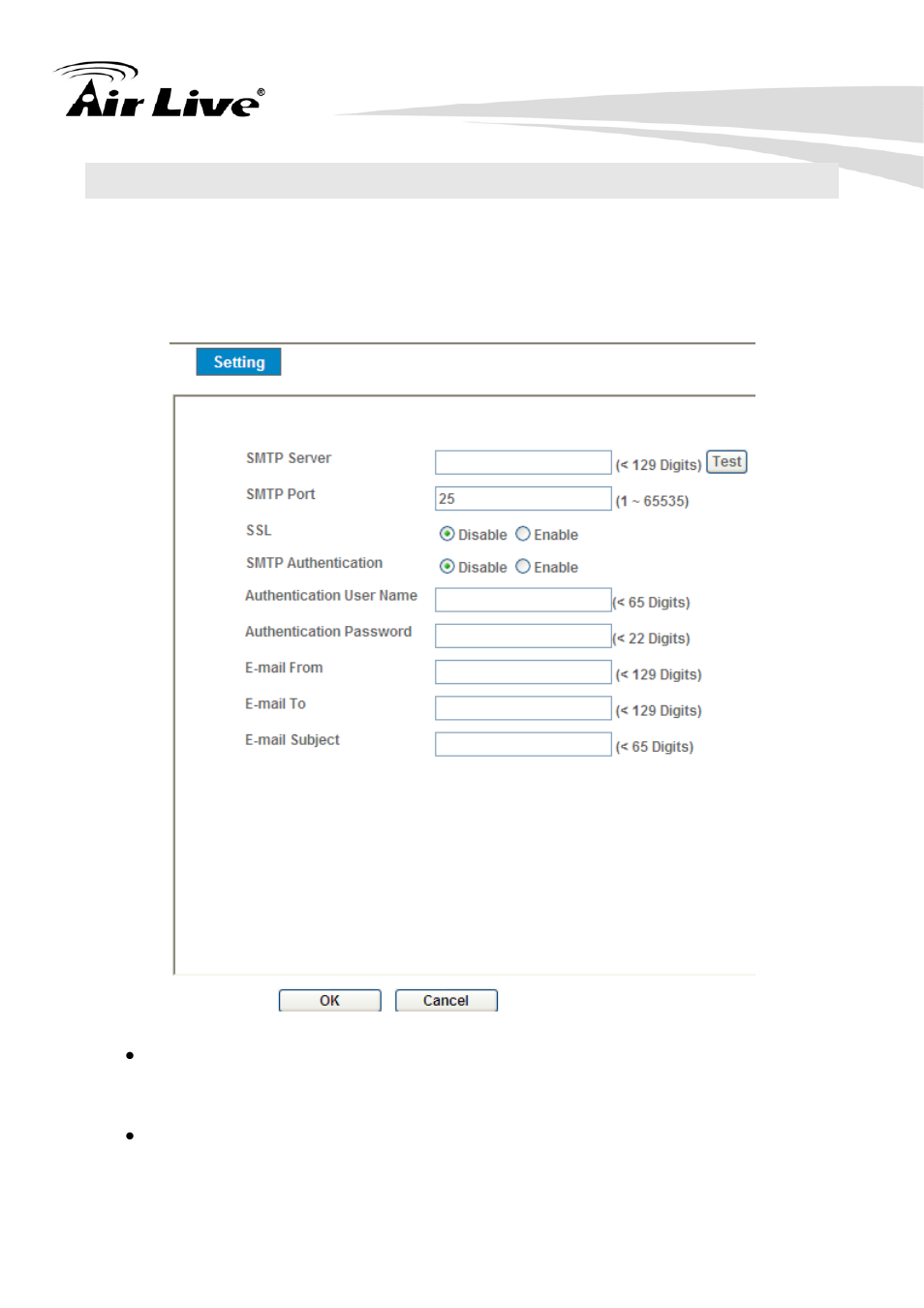 7 e-mail: setup e-mail configuration, E-mail: setup e-mail configuration | AirLive OD-2060HD User Manual | Page 62 / 104