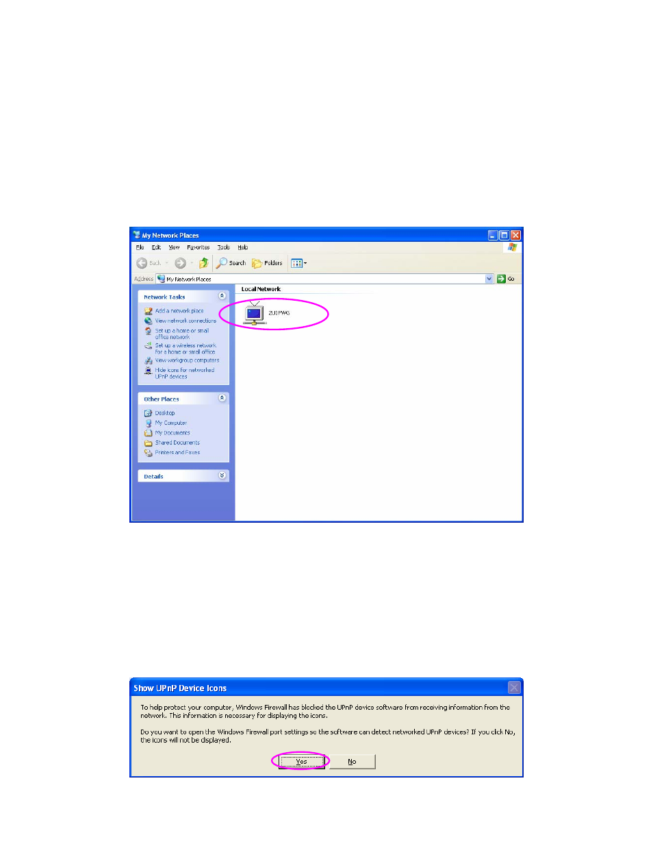 Upnp setup, Enable upnp in windows xp sp2 | AirLive P-201U User Manual | Page 105 / 114