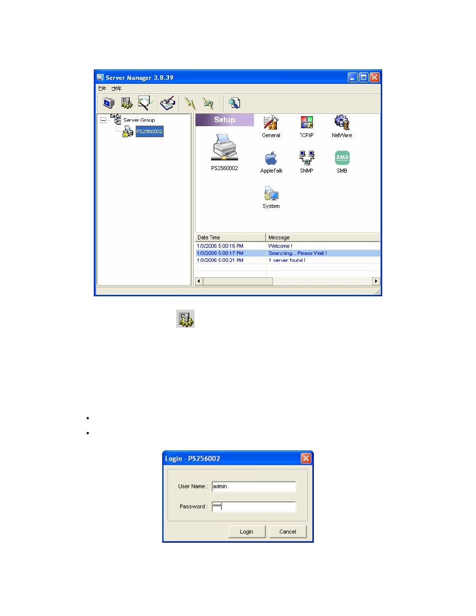 4 setup the print server, User name: admin, Password: airlive | AirLive P-201U User Manual | Page 53 / 114