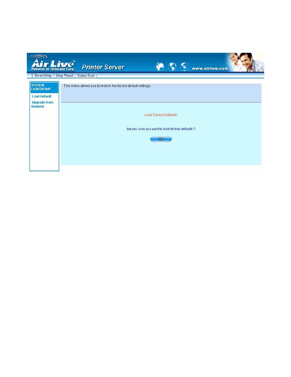 5 system tools, 1 load default | AirLive P-201U User Manual | Page 85 / 114