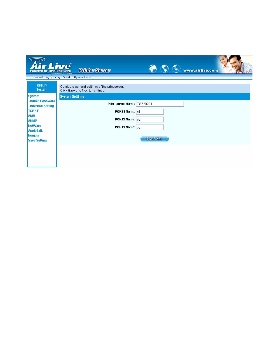 4 setup wizard, 1 system | AirLive P-203N User Manual | Page 78 / 119