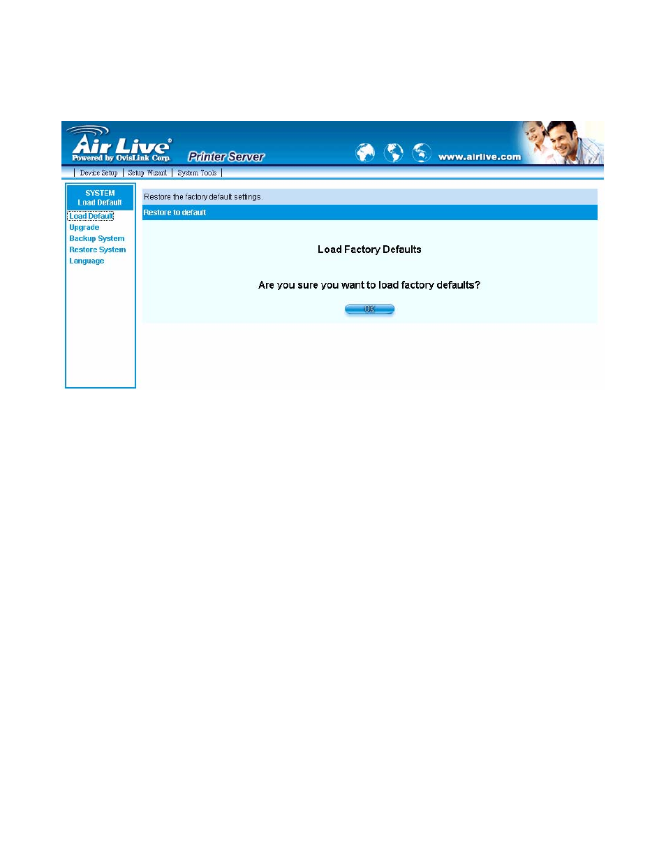5 system tools, 1 load default | AirLive P-203N User Manual | Page 88 / 119