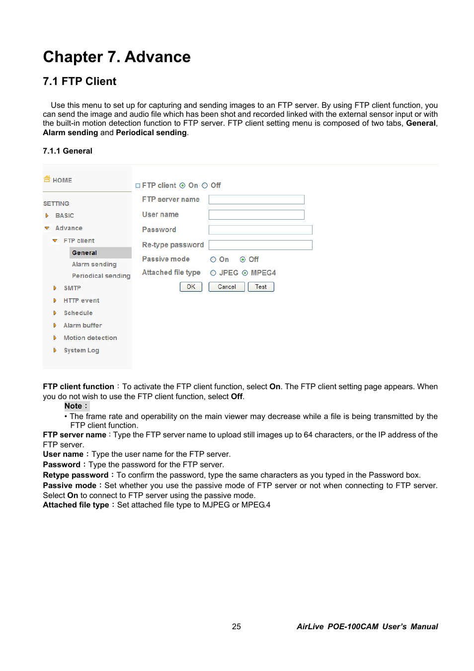 Chapter 7. advance, Lient, 1 ftp client | AirLive POE-100CAM User Manual | Page 30 / 48