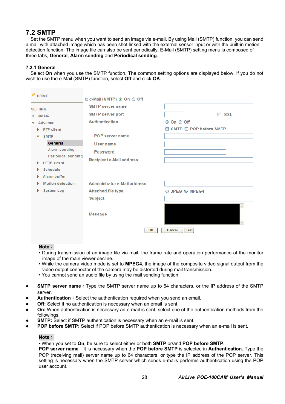 Smtp, 2 smtp | AirLive POE-100CAM User Manual | Page 33 / 48