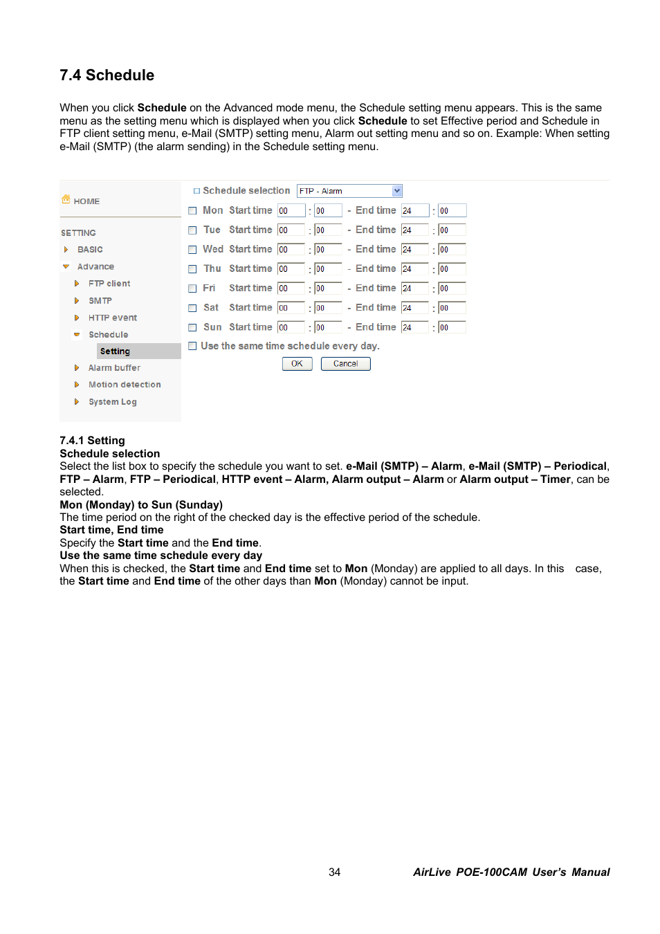 Chedule, 4 schedule | AirLive POE-100CAM User Manual | Page 39 / 48