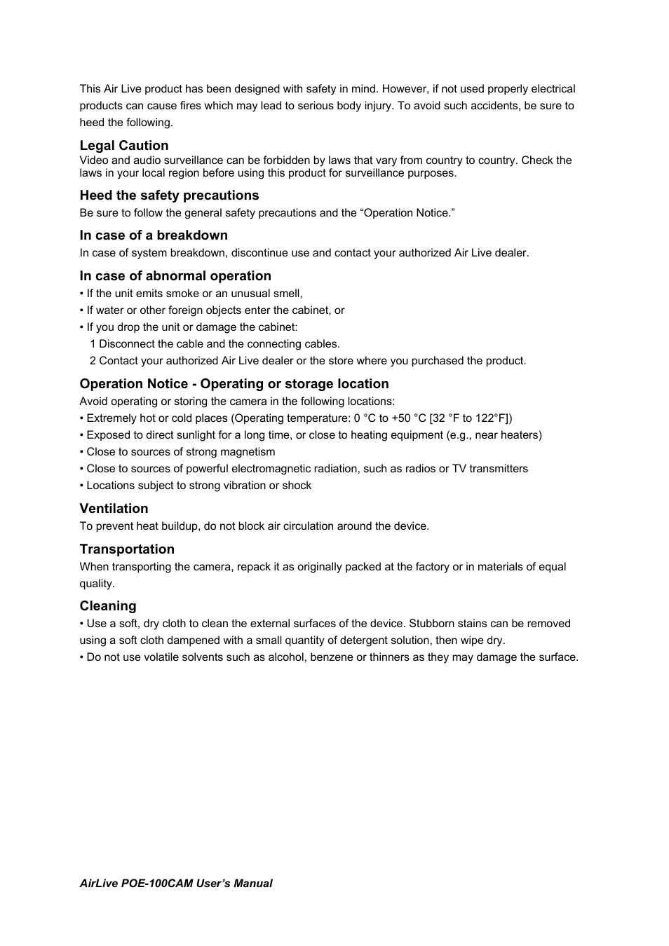 AirLive POE-100CAM User Manual | Page 4 / 48