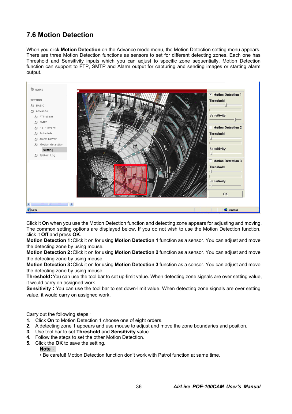 6 motion detection | AirLive POE-100CAM User Manual | Page 41 / 48