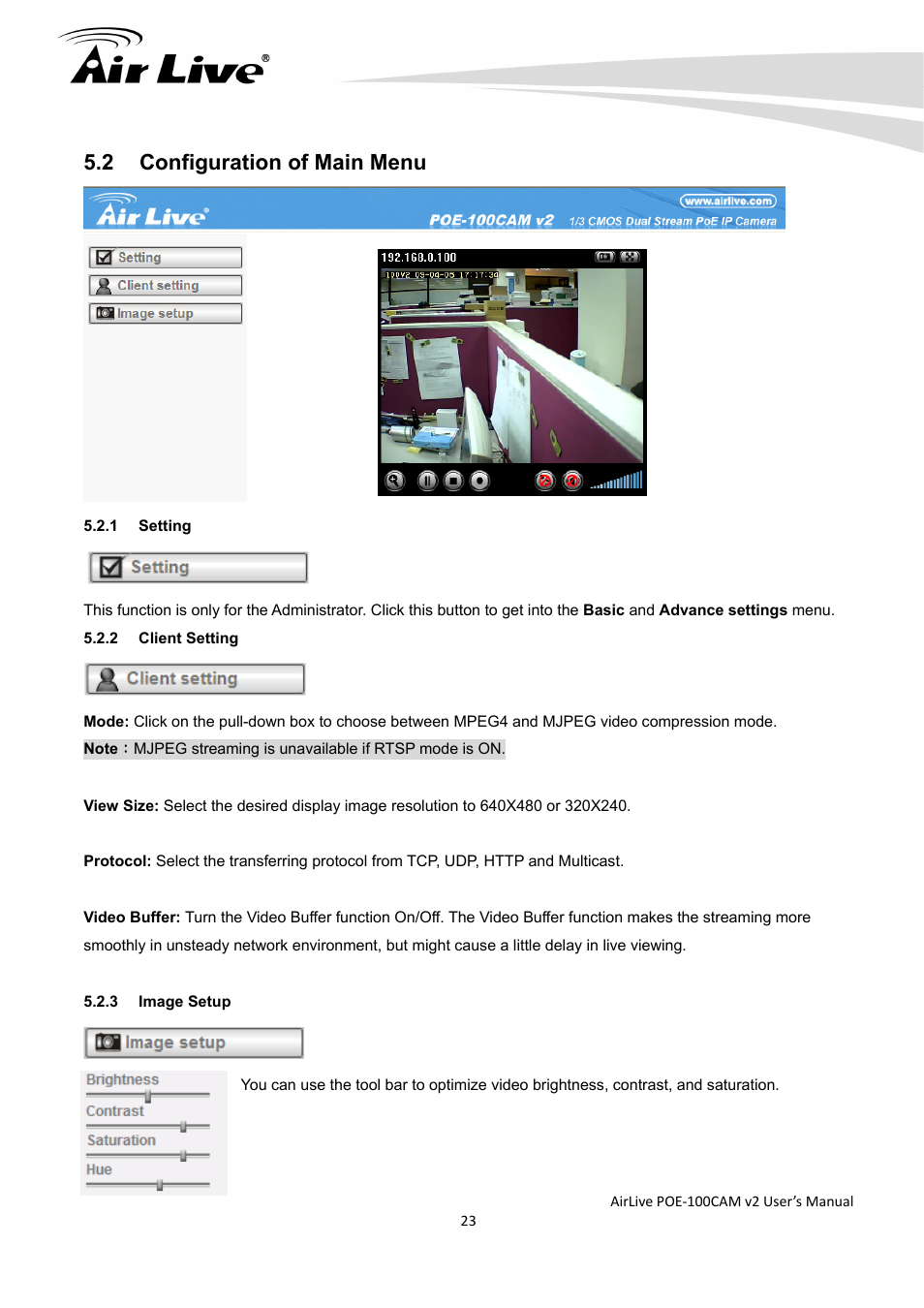 2 configuration of main menu | AirLive POE-100CAMv2 User Manual | Page 24 / 138