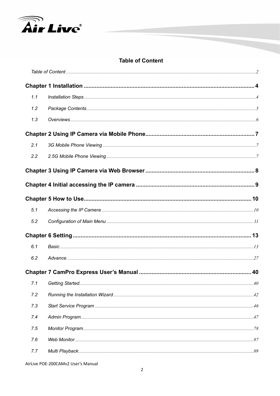 AirLive POE-200CAMv2 User Manual | Page 3 / 117