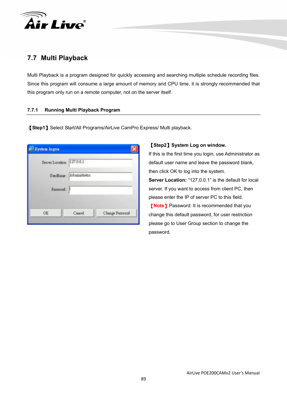 7 multi playback | AirLive POE-200CAMv2 User Manual | Page 90 / 117