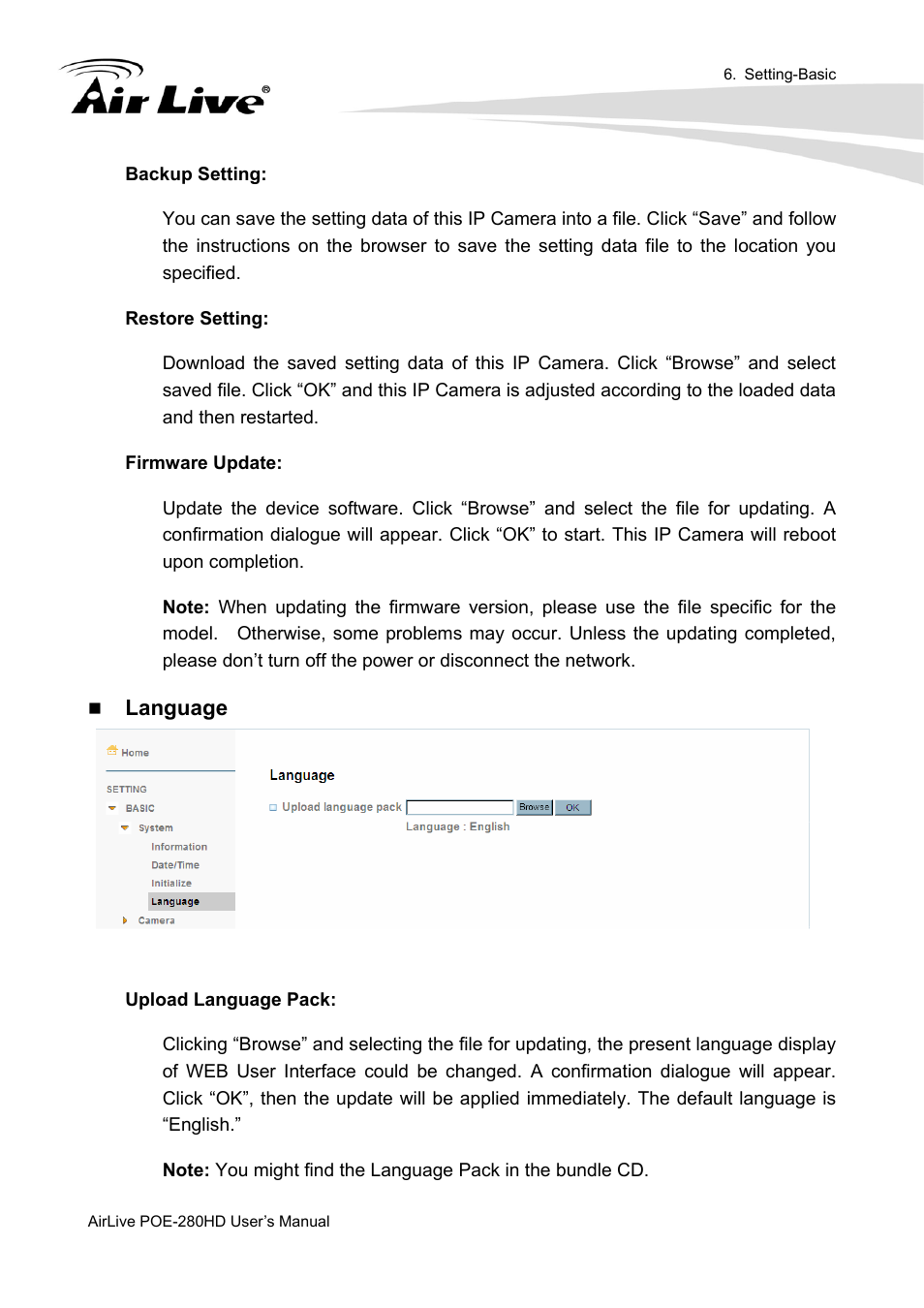 Language | AirLive POE-280HD User Manual | Page 31 / 99