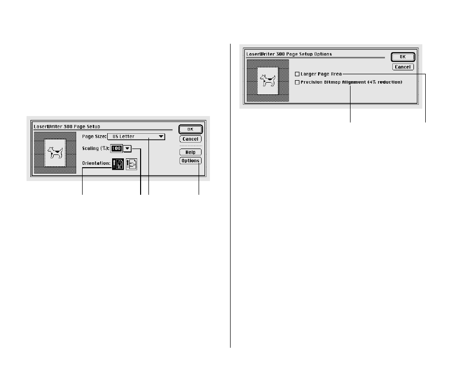 Defining the page setup | Apple Personal LaserWriter300 User Manual | Page 26 / 55