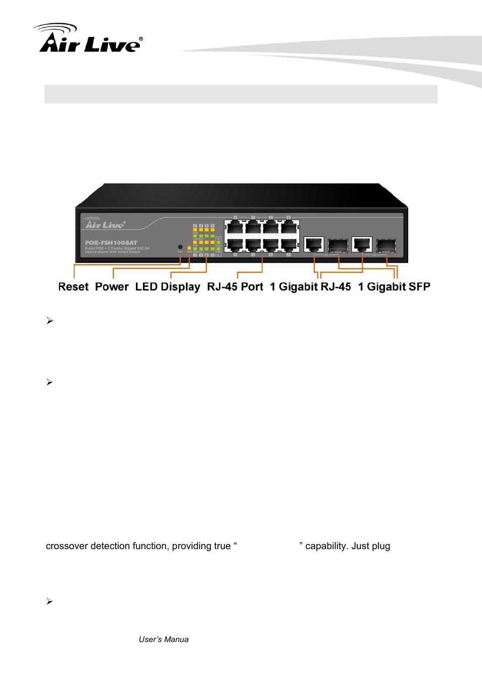 2 hardware overview, 1 front panel | AirLive POE-FSH1008AT User Manual | Page 11 / 62