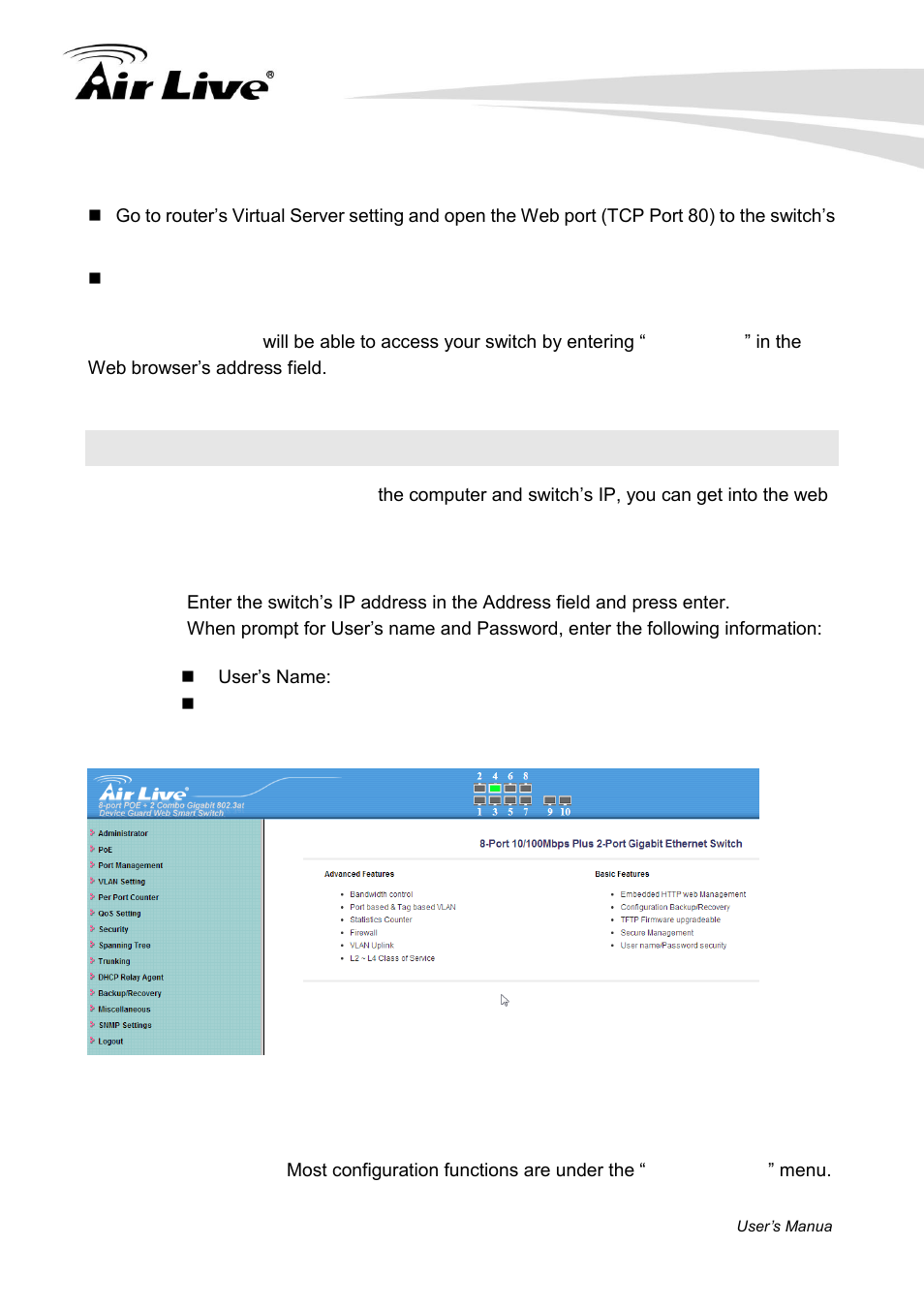 3 get into the web management | AirLive POE-FSH1008AT User Manual | Page 22 / 62
