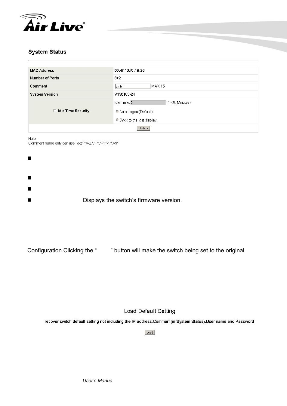 4 load default setting | AirLive POE-FSH1008AT User Manual | Page 25 / 62