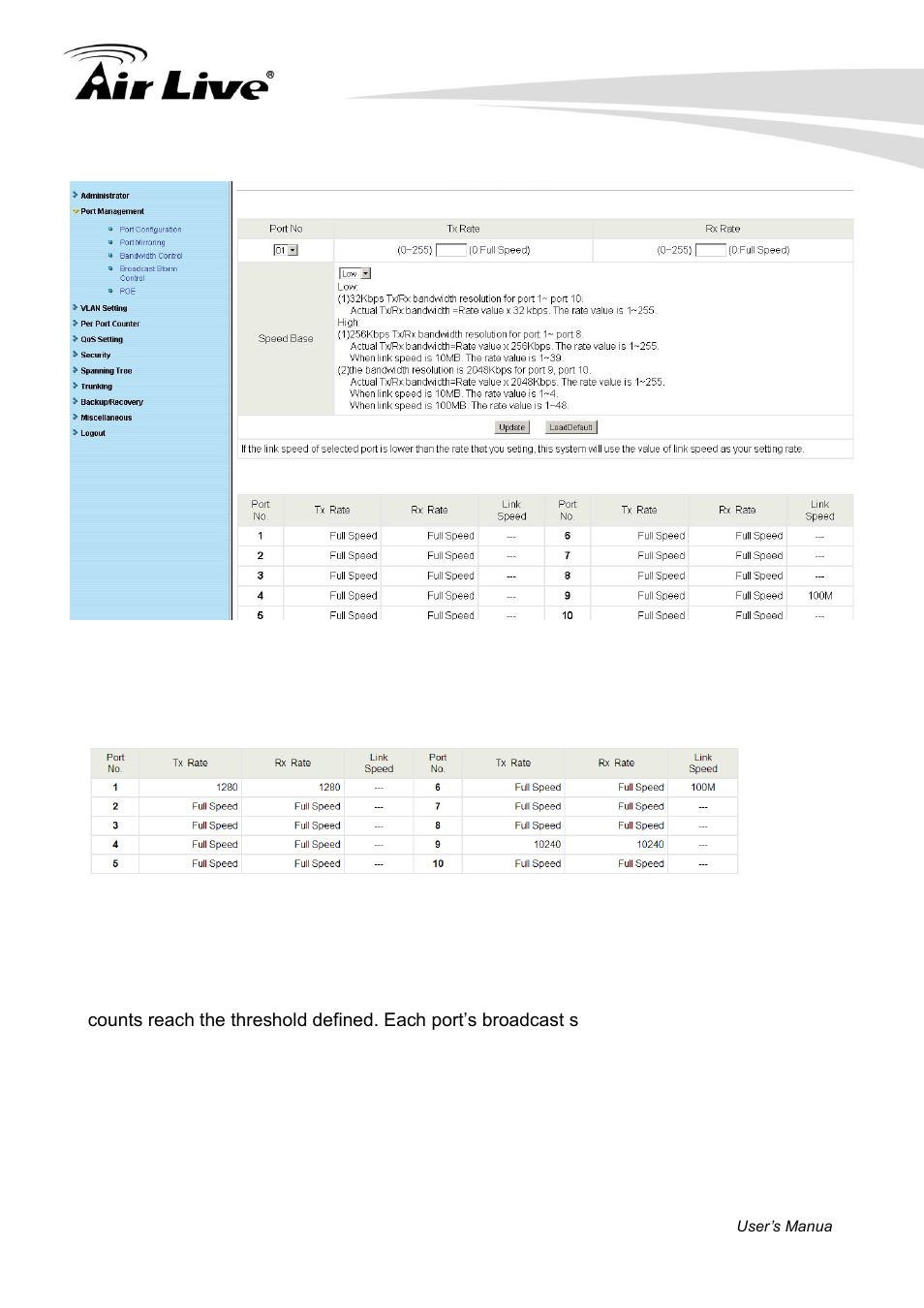 4 broadcast storm control | AirLive POE-FSH1008AT User Manual | Page 30 / 62