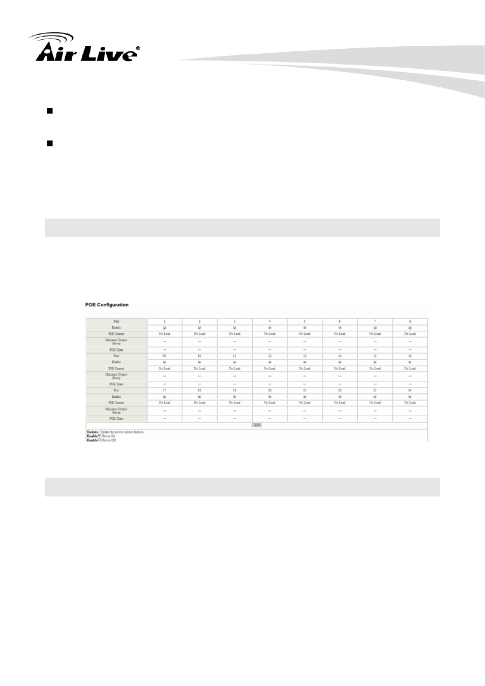 16 poe (port management menu), 17 vlan setting, 16 oe (port management menu) p | AirLive POE-FSH2422G-250 User Manual | Page 33 / 51