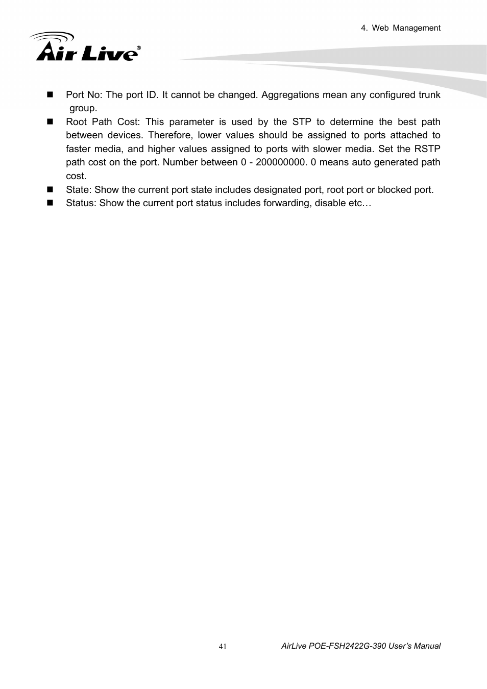 AirLive POE-FSH2422G-390 User Manual | Page 46 / 54