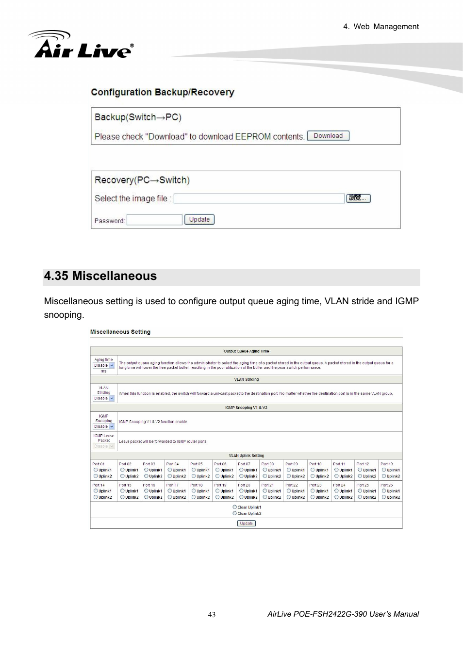 35 miscellaneous, Miscellaneous | AirLive POE-FSH2422G-390 User Manual | Page 48 / 54