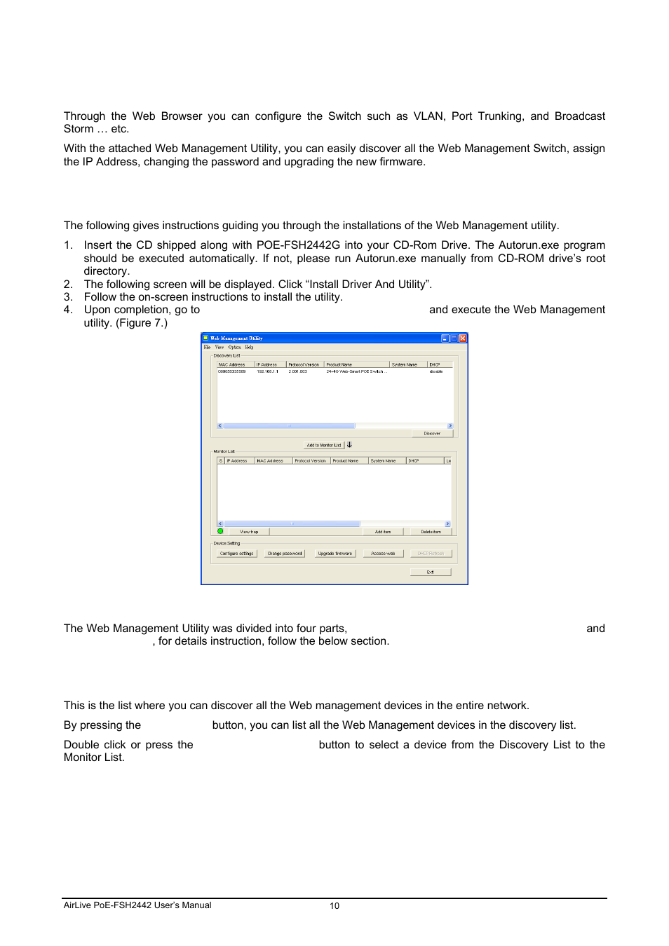 Chapter 6: configuration, 1 installing the web management utility, 2 discovery list | AirLive POE-FSH2442G User Manual | Page 17 / 33