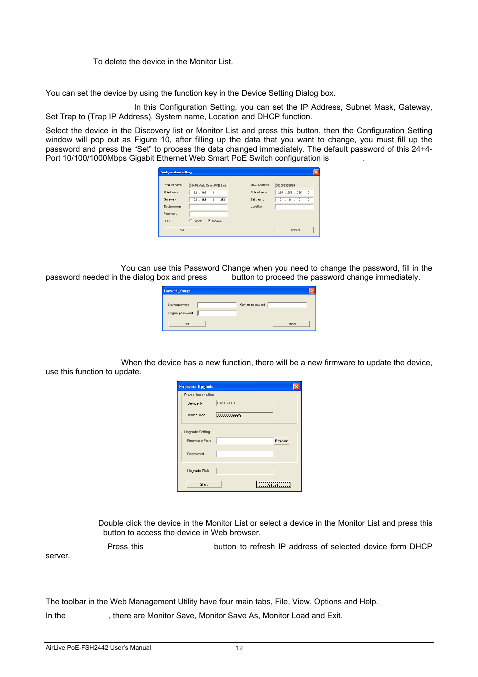 4 device setting, 5 toolbar | AirLive POE-FSH2442G User Manual | Page 19 / 33