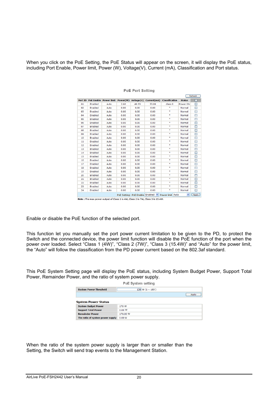 10 poe setting | AirLive POE-FSH2442G User Manual | Page 27 / 33