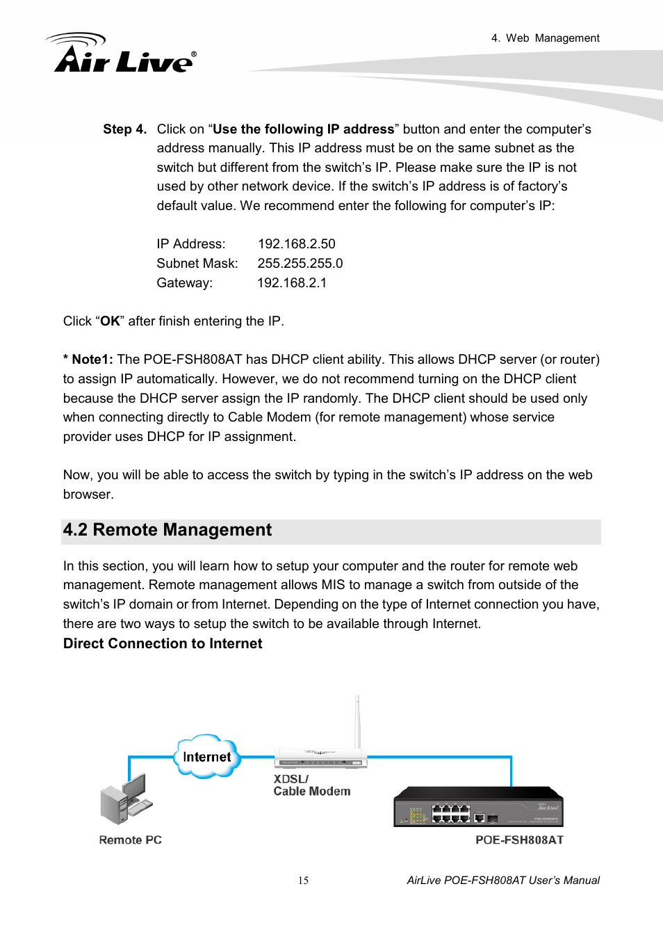 2 remote management | AirLive POE-FSH808AT User Manual | Page 20 / 59