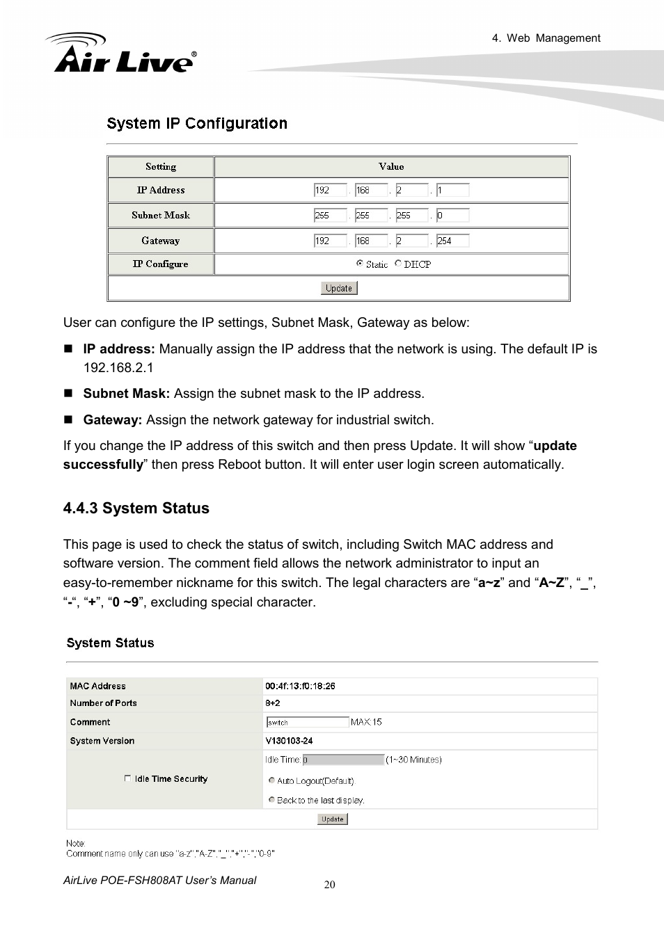 3 system status | AirLive POE-FSH808AT User Manual | Page 25 / 59