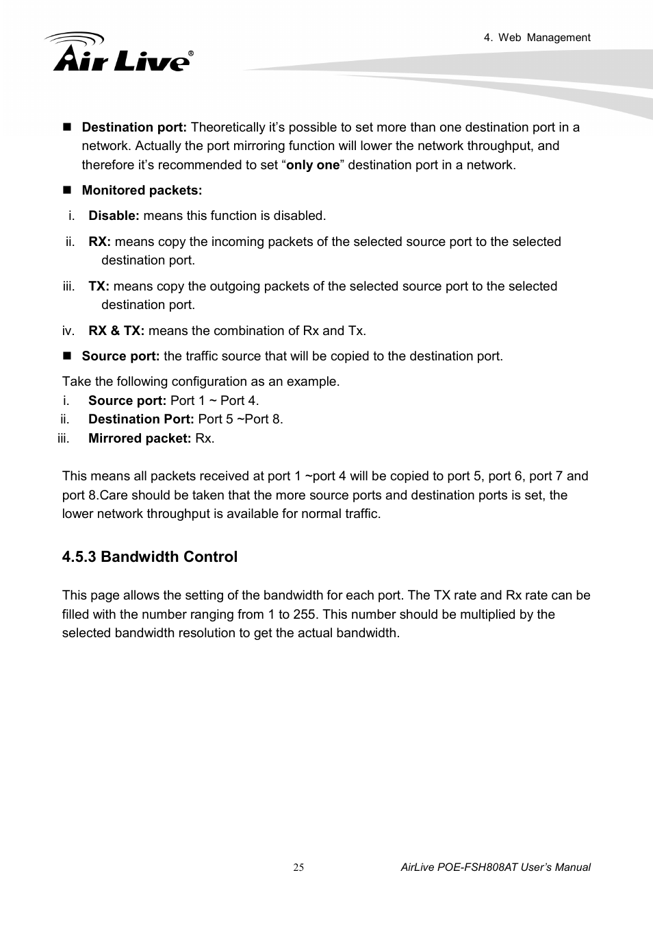 3 bandwidth control | AirLive POE-FSH808AT User Manual | Page 30 / 59