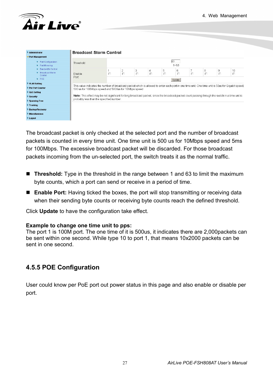 5 poe configuration | AirLive POE-FSH808AT User Manual | Page 32 / 59