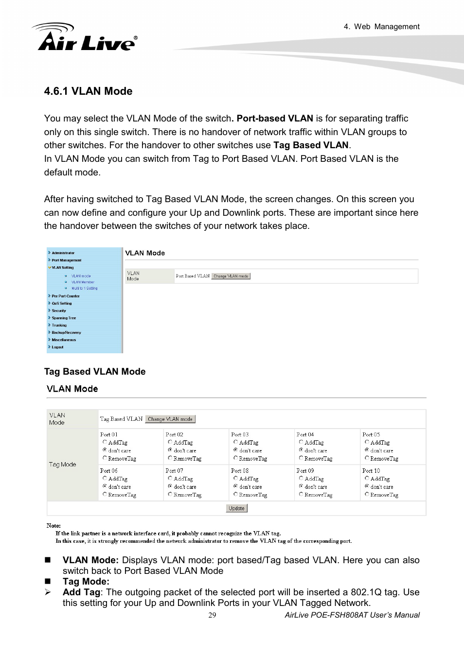 1 vlan mode | AirLive POE-FSH808AT User Manual | Page 34 / 59