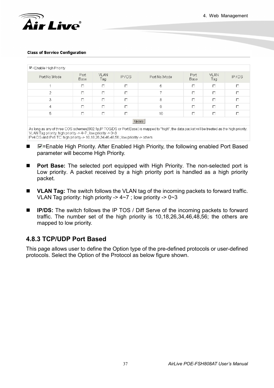 3 tcp/udp port based | AirLive POE-FSH808AT User Manual | Page 42 / 59