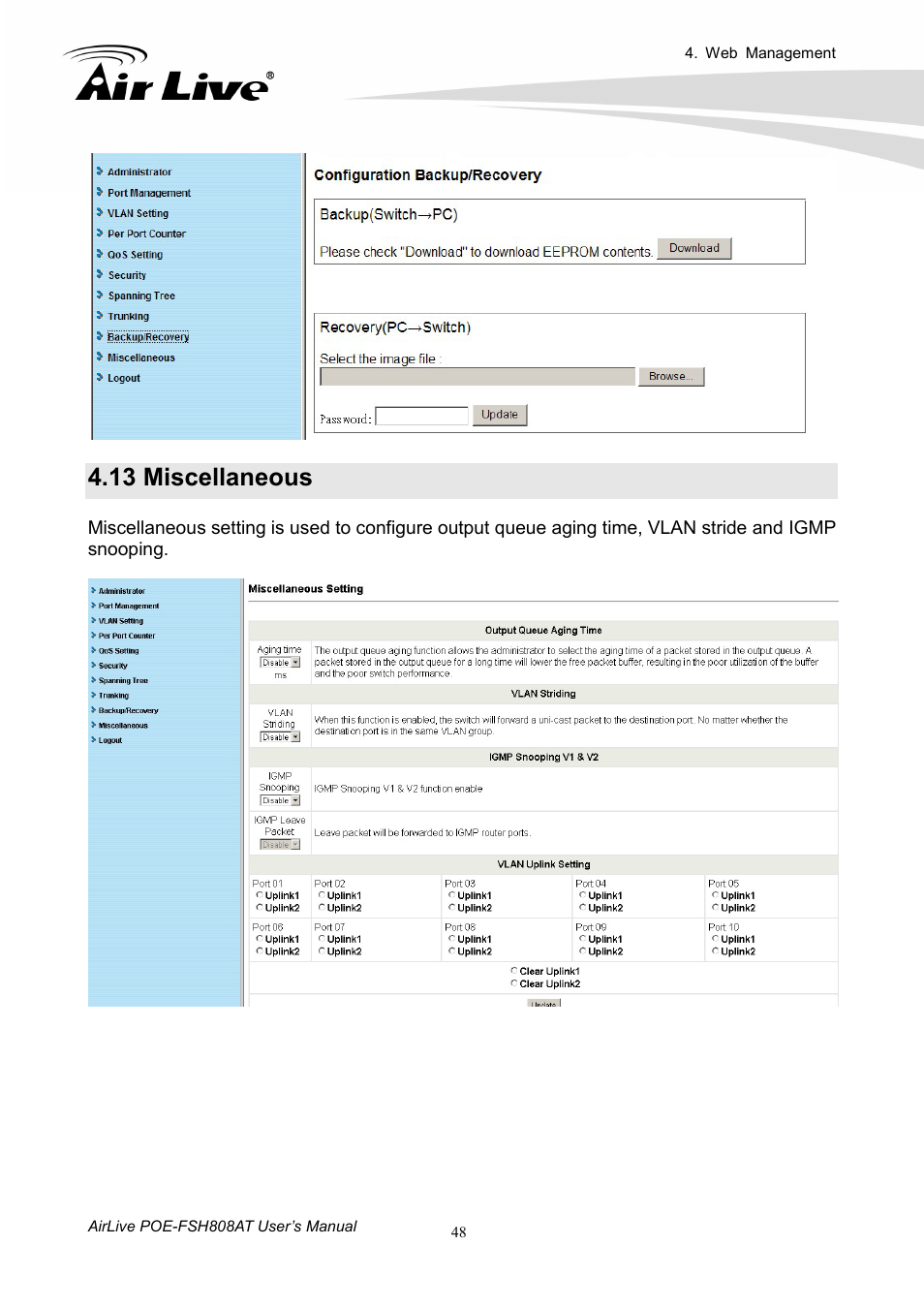 13 miscellaneous | AirLive POE-FSH808AT User Manual | Page 53 / 59